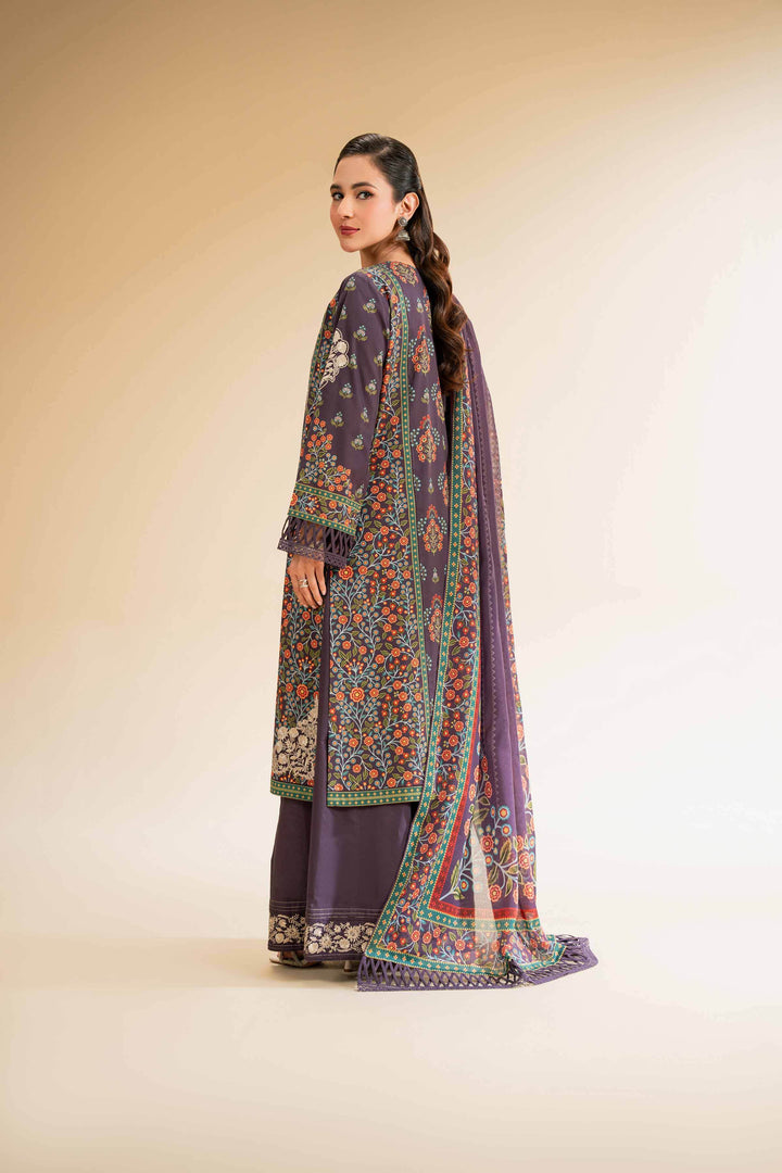 Embroidered 3-Piece Printed Suit – Digital Print Shirt, Voile Dupatta & Cambric Trousers | Plum- 42519172 - ZEYTONCART