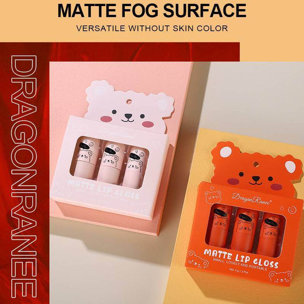 Fog Lip Dew Three Small Sets Of Boxes Matte Lip Glaze Matte Bear Lipstick No Stain On Cup - ZEYTONCART