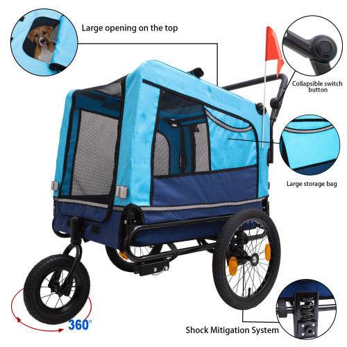 Outdoor Heavy Duty Foldable Utility Pet Stroller Dog Carriers Bicycle Trailer - ZEYTONCART