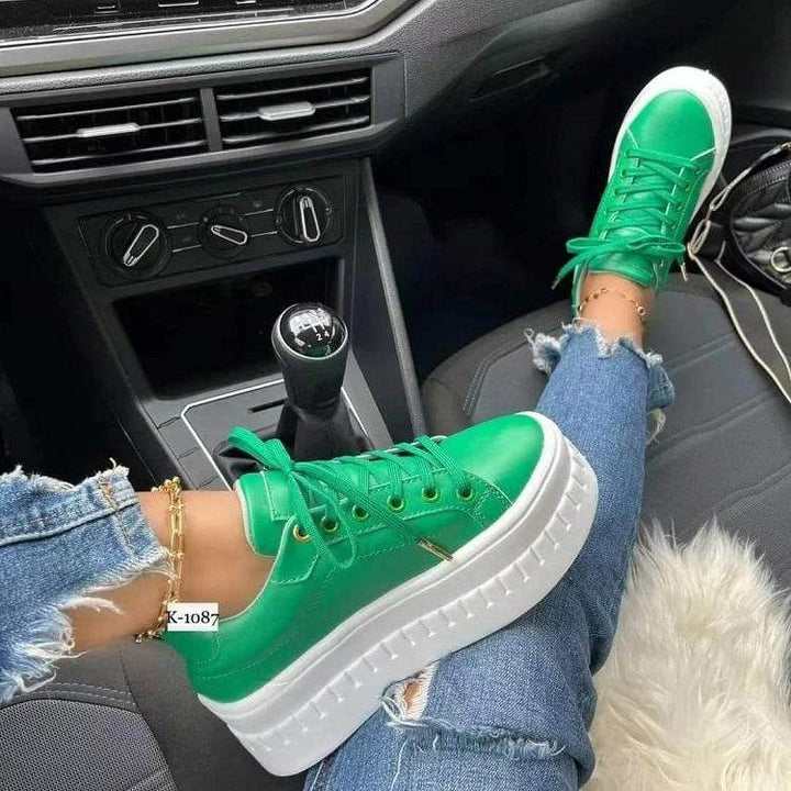 Chunky Heel Shoes Ankle Boots Lace-up Sneakers For Women - ZEYTONCART