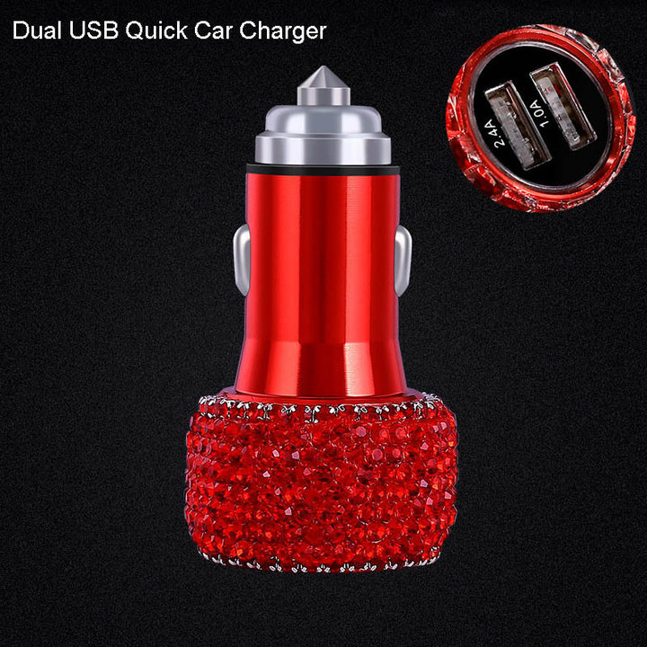 Women Red Rhinestone Car Interior Accessories - ZEYTONCART