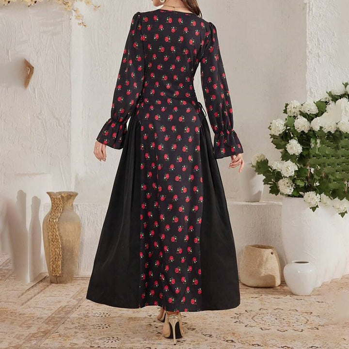 Women's Elegant Floral Print Square Neck Dress With Puff Sleeves & Cinched Waist, Summer Bohemian Dress - ZEYTONCART