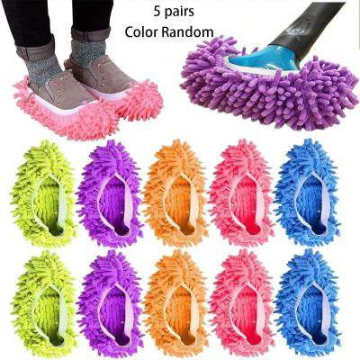 2pcs Set Multifunctional Chenille Micro Fiber Slipper Shoe Covers Clean Slippers Lazy Drag Shoe Mop Caps Household CleanTools - ZEYTONCART