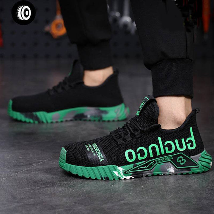 Indestructible Steel Toe Work Shoes For Men Letter Print Puncture Proof Sneakers - ZEYTONCART