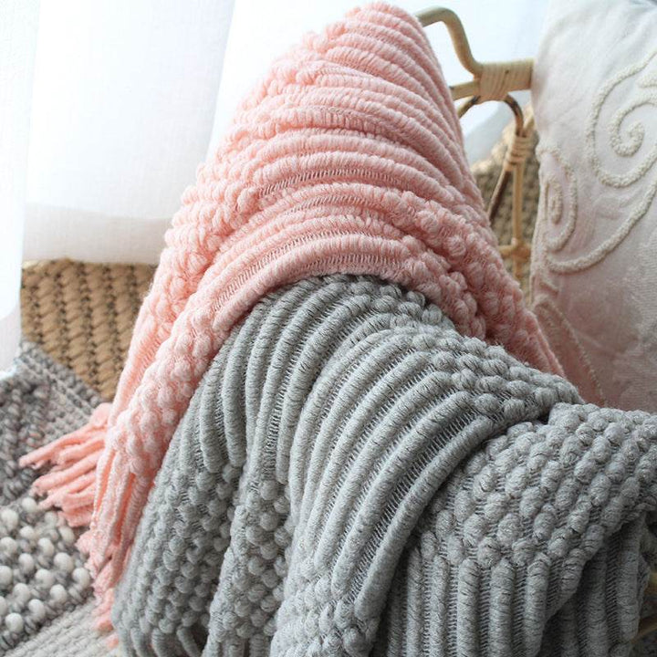 Nordic Knitted Blanket Woolen Blanket Blanket Bubble Blanket Sofa Blanket - ZEYTONCART