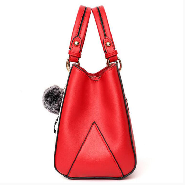 Women Hairball Ornaments Totes Patchwork Handbag Party Purse Ladies Messenger Crossbody Shoulder Bags Women Handbags - ZEYTONCART