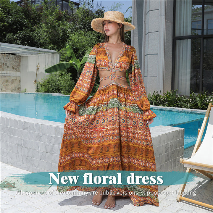 Women's Floral Large Hem Dress - ZEYTONCART