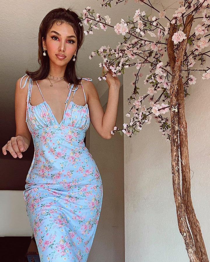 Sexy floral pleated dress - ZEYTONCART