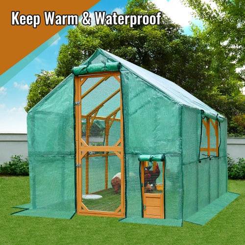 Wooden Chicken Coop Large Kitten Playpen With Waterproof Cover And Two Small Gates For Chicken Run - ZEYTONCART