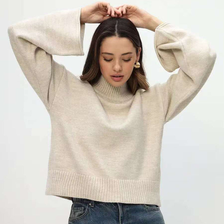 Autumn And Winter Loose Short Solid Color Knitted Top - ZEYTONCART