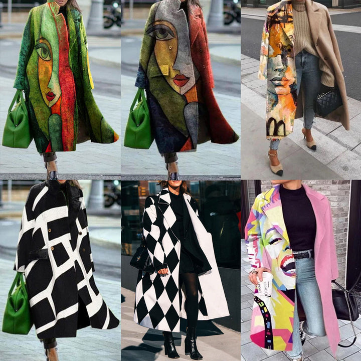 Women's Color Matching Plaid Long-sleeved Coat - ZEYTONCART