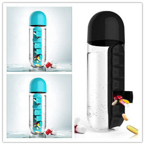 Direct Selling Two-In-One Water Cup Pill Box 7-Day Pill Box 7 Grids Outdoor Easy To Carry Water Bottle One Week With Pill Box Cup - ZEYTONCART