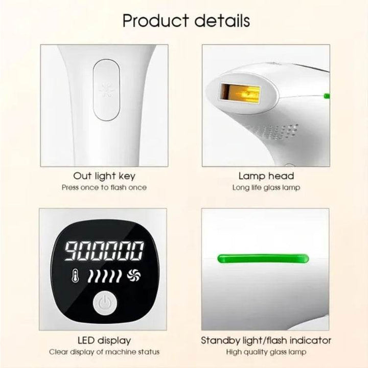 Professional Laser Epilator IPL Hair Removal Body Bikini Leg Depilatory Devic 900,000 Flashes 5 Levels Epilator Painless Electric Epilator Machine - ZEYTONCART