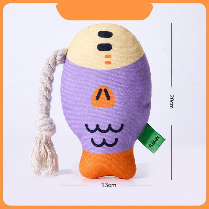 Plush Chew Toys For Inside Dog Plush Squeaky Toys Puffhead Fish Chew Toys Sound Interactive Teeth Toy Wear-Resistant Dog Toys - ZEYTONCART