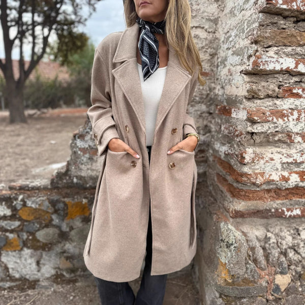 Autumn And Winter Lacing Cardigan Casual Long Sleeve Lapel Woolen Pocket Coat Women - ZEYTONCART