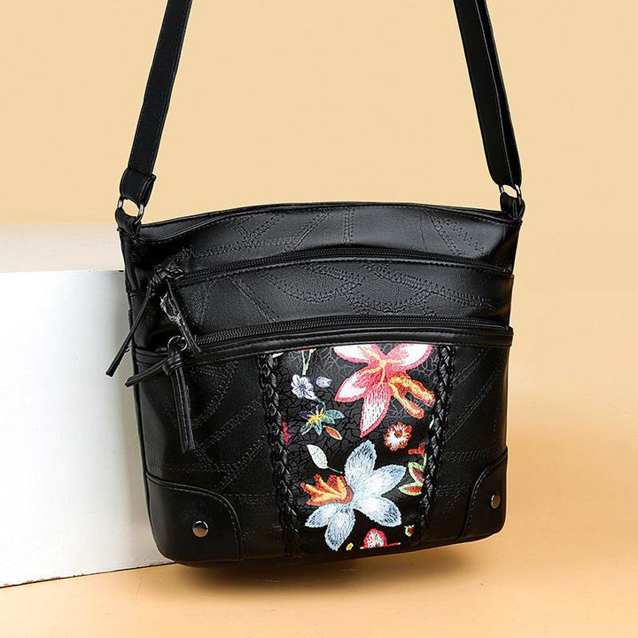 Soft Leather Textured Women's Pouches New Fashion Messenger Bag Mom Shoulder Bag Middle-aged And Elderly Trendy Women's Bags - ZEYTONCART