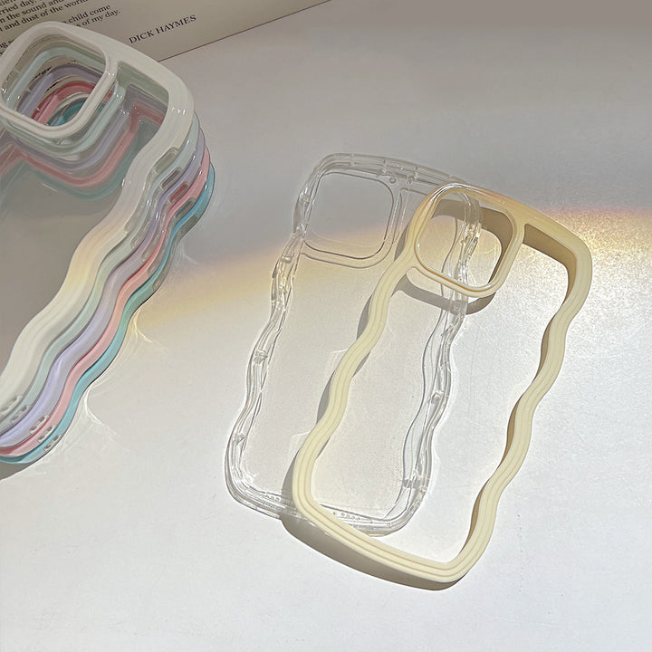 Wave Border Mobile Phone Case Solid Color Simple Candy Color - ZEYTONCART