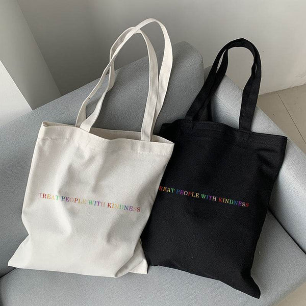 Treat People With Kindness Letter Canvas Bag - ZEYTONCART