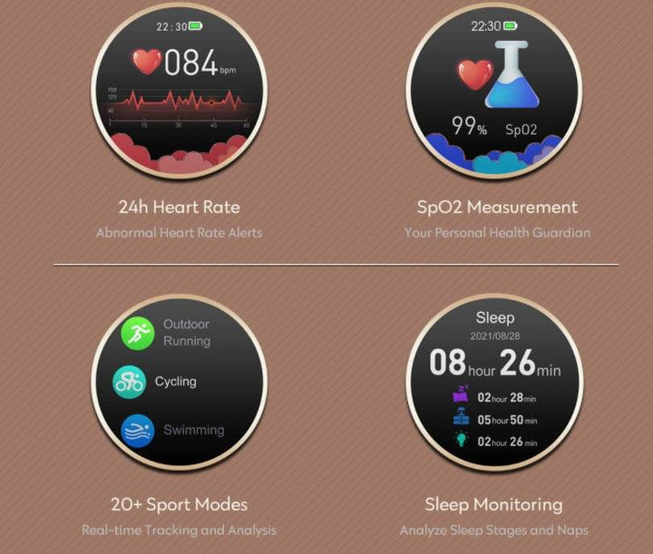 Female Watch Heart Rate Monitor Blood Pressure Oxygen Custom - ZEYTONCART