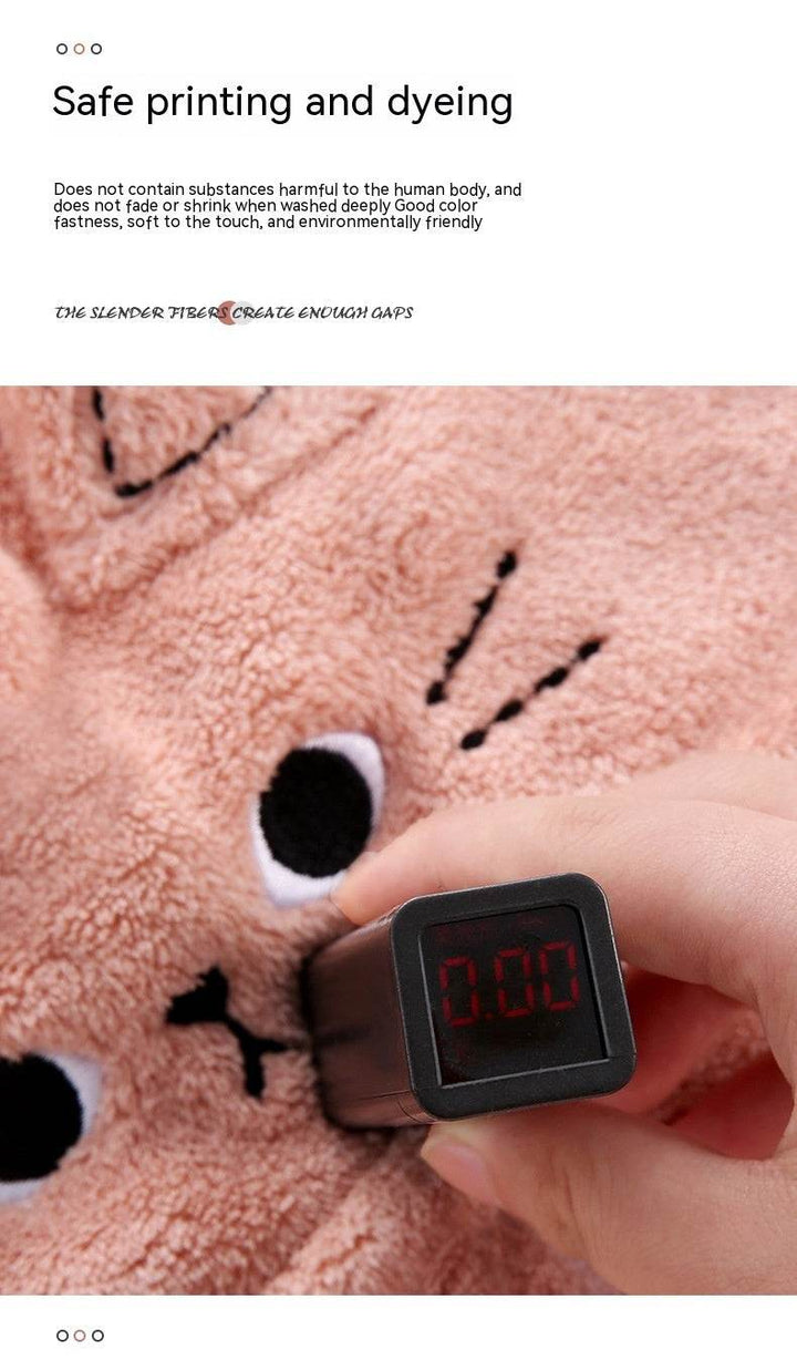 Coral Velvet Cartoon Cat Hair Drying Towel - ZEYTONCART