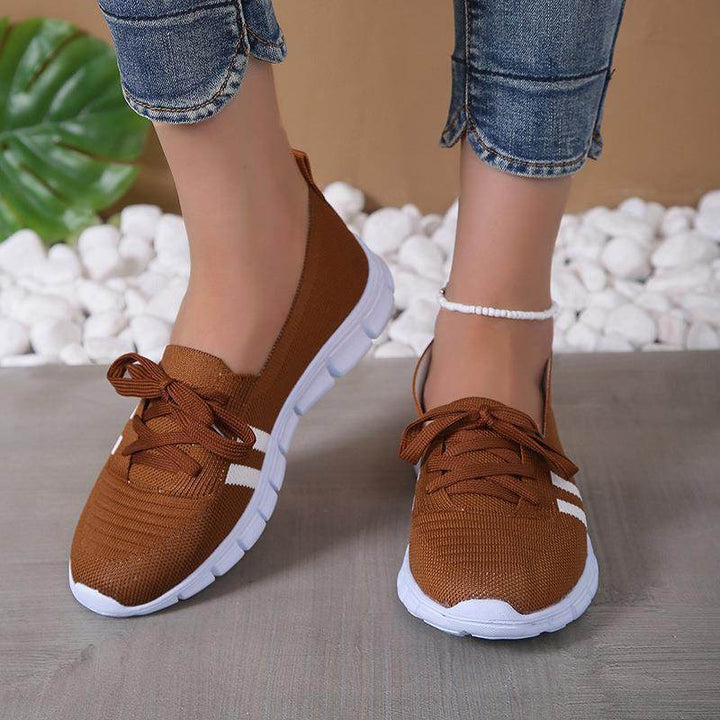 Casual Lace-up Mesh Shoes Preppy Flats Walking Running Sports Shoes Sneakers For Women - ZEYTONCART