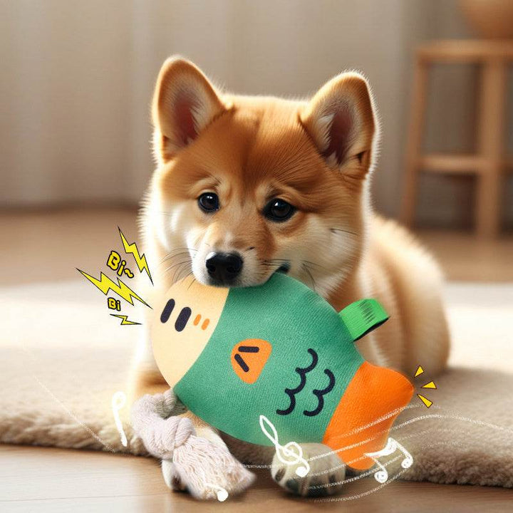 Plush Chew Toys For Inside Dog Plush Squeaky Toys Puffhead Fish Chew Toys Sound Interactive Teeth Toy Wear-Resistant Dog Toys - ZEYTONCART