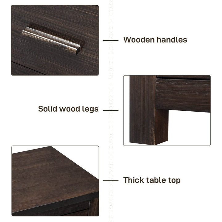 Brown Density Board With Solid Wood Veneer, Five Drawers In Vertical Arrangement, Drawer Cabinet - ZEYTONCART