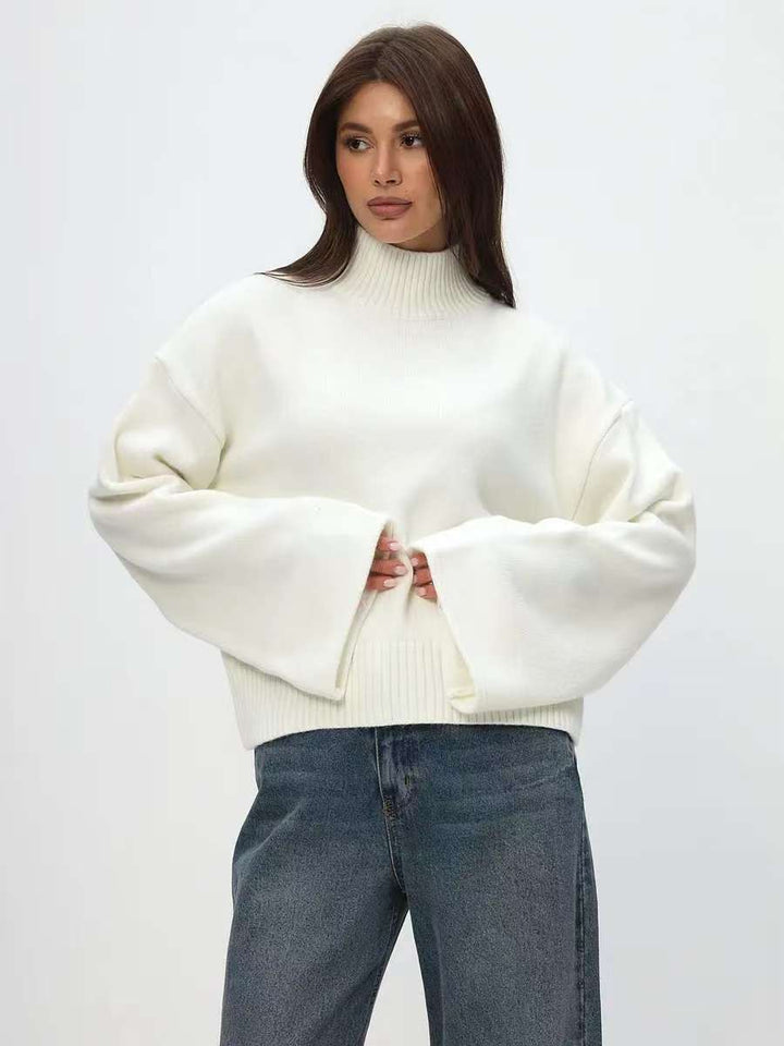 Autumn And Winter Loose Short Solid Color Knitted Top - ZEYTONCART