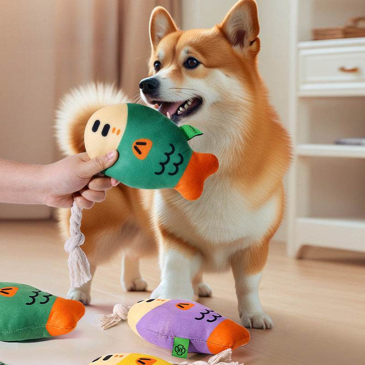 Plush Chew Toys For Inside Dog Plush Squeaky Toys Puffhead Fish Chew Toys Sound Interactive Teeth Toy Wear-Resistant Dog Toys - ZEYTONCART
