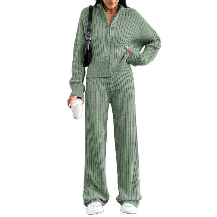 Autumn And Winter New European And American Women's Casual Loose Zip Top And Trousers Two-piece Set - ZEYTONCART