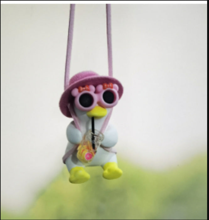 Car Pendant Cute Anime Little Duck Swing Auto Rearview Mirror Hanging Ornaments Interior Decoraction Accessories For Girls Gifts - ZEYTONCART