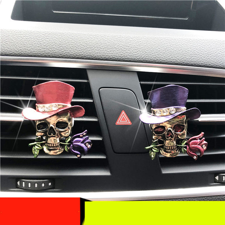 Halloween New Funny Retro Metal Skull Fashion Alloy Retro Roses Purses Anime Car Decoration Car Accessories - ZEYTONCART