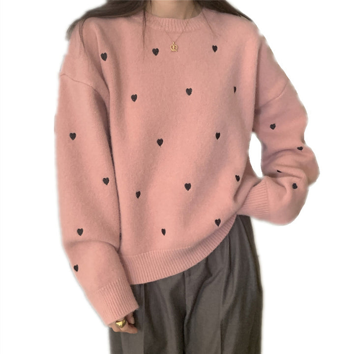 Autumn And Winter Temperament Crew Neck Lovely Loose Soft Glutinous Pullover Sweater For Women - ZEYTONCART