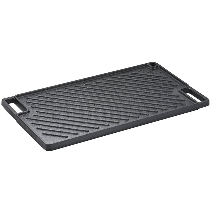 VEVOR Reversible Grill Griddle, Pre-Seasoned Cast Iron Griddle, Rectangular Double Burner Griddle Pan, Non-Stick Family Pan Cookware With Handles, Flat Top Plate For BBQ, Gas Grill, Black - ZEYTONCART