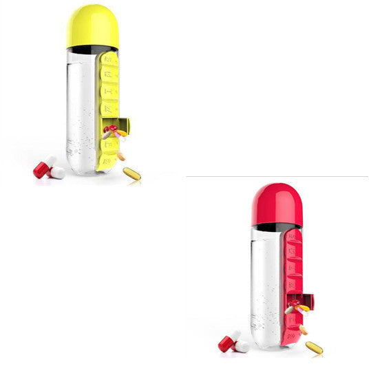 Direct Selling Two-In-One Water Cup Pill Box 7-Day Pill Box 7 Grids Outdoor Easy To Carry Water Bottle One Week With Pill Box Cup - ZEYTONCART