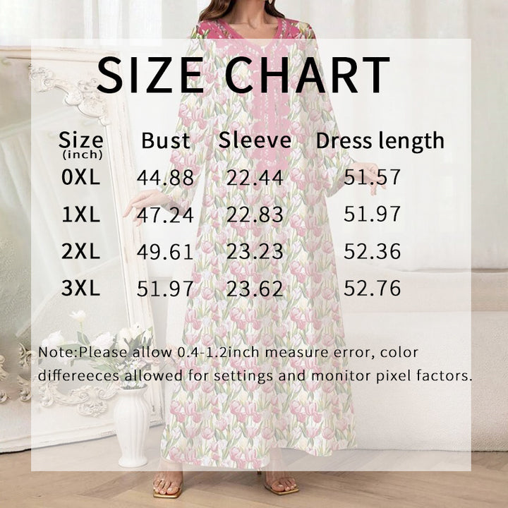 Women's Elegant Pink Floral Print Maxi Dress Vacation Style Long Sleeve A-line Flowy Dress - ZEYTONCART