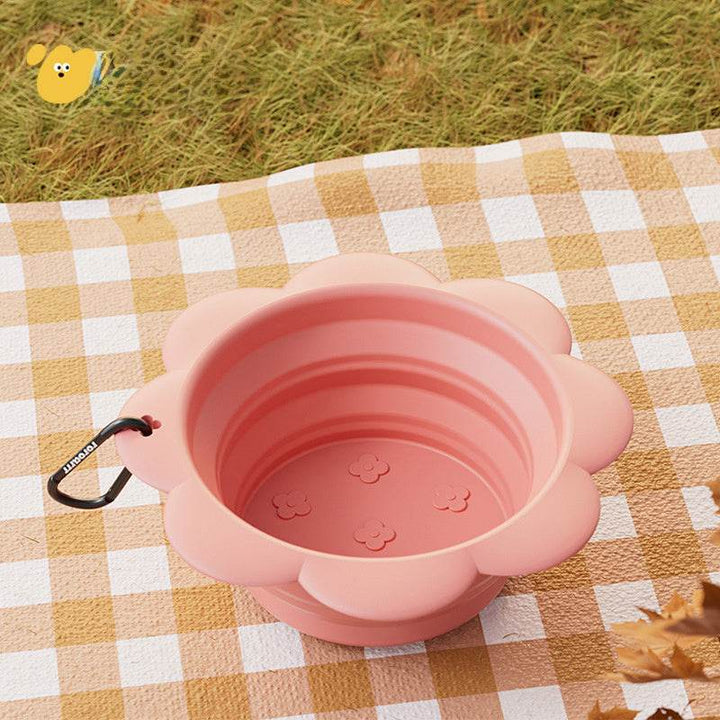 Dog Collapsible Bowl Folding Silicone Pet Travel Bowls Food Water Feeding BPA Free Foldable Cup Dish With Carabiner - ZEYTONCART