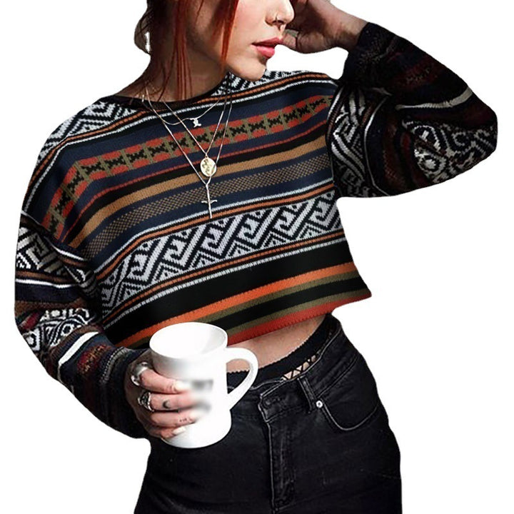 Color Matching Personality Sweater Women's Fall Winter Fashion Top - ZEYTONCART