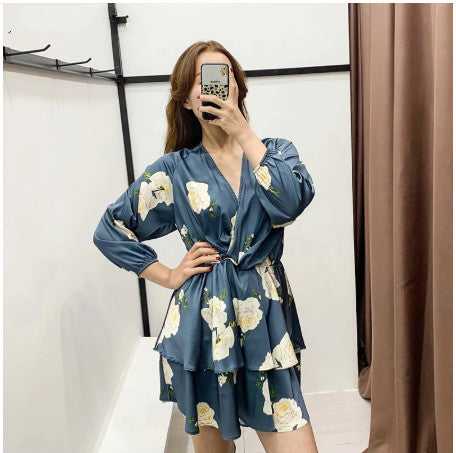 Layered floral print dress - ZEYTONCART