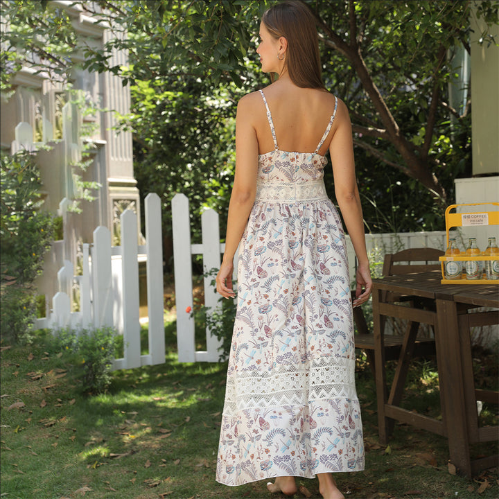 Women's Sleeveless Suspender Floral Dress - ZEYTONCART