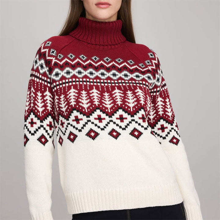 Women's Jacquard Turtleneck Fall And Winter Inner Wear Sweater - ZEYTONCART