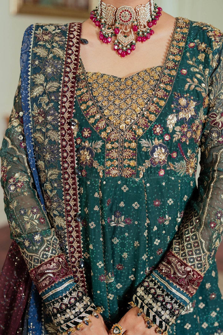 Luxurious 3-Piece Chiffon Ensemble – Chunri Elegance with Heirloom Craftsmanship EMBROIDERED CHIFFON CH13-03 UNSTITCHED - ZEYTONCART