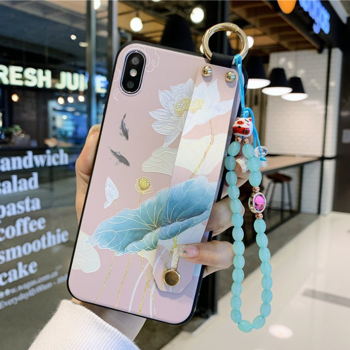 Compatible with Apple, Rose Flowers Wrist Strap phone Cases For iPhone - ZEYTONCART