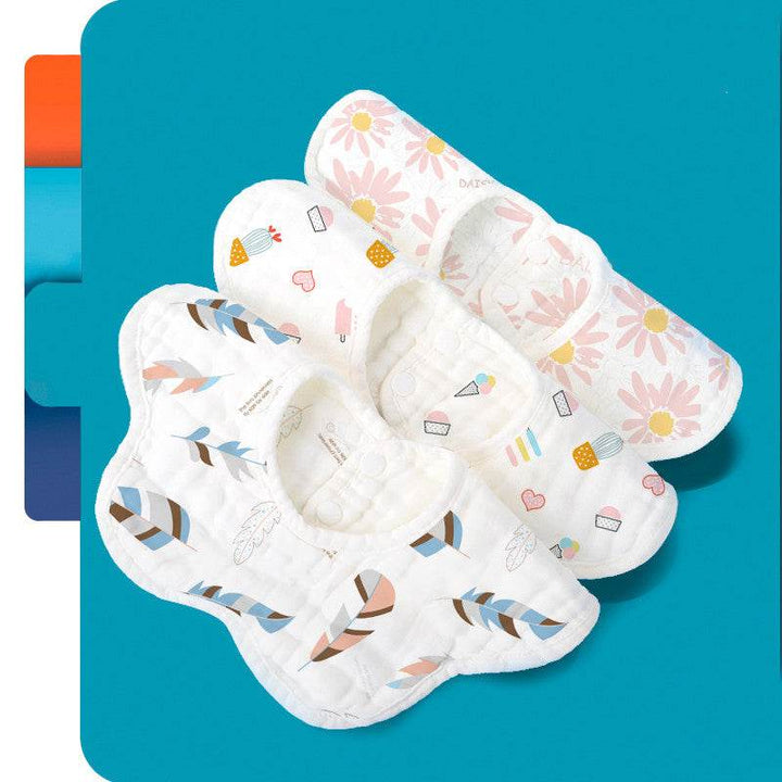 Rotating Flower Waterproof Baby Cloths Saliva Towel Cartoon Soft Round Baby Bibs Feeding Scarf - ZEYTONCART