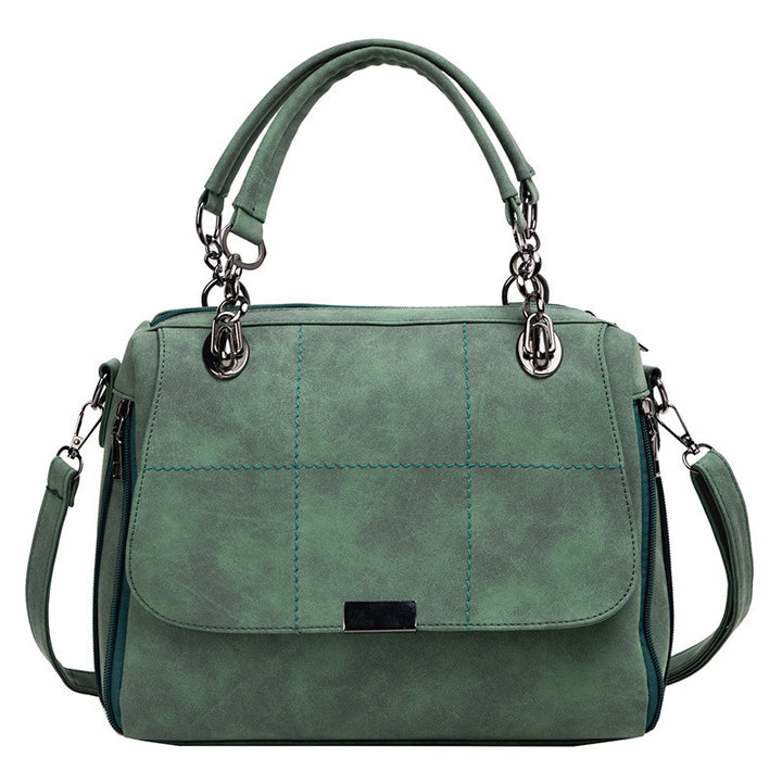 Matte Women  Scrub Female Shoulder Bags Large Capacity Matcha Green PU Leather Lady Totes Boston Bag for Travel Hand Bags - ZEYTONCART