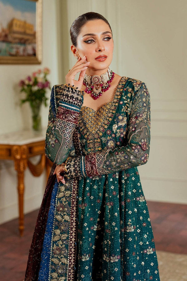 Luxurious 3-Piece Chiffon Ensemble – Chunri Elegance with Heirloom Craftsmanship EMBROIDERED CHIFFON CH13-03 UNSTITCHED - ZEYTONCART
