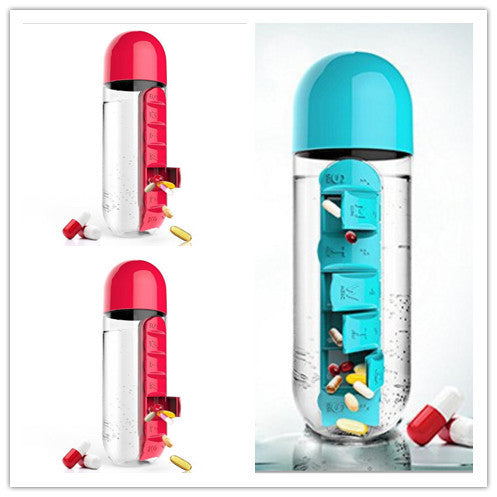 Direct Selling Two-In-One Water Cup Pill Box 7-Day Pill Box 7 Grids Outdoor Easy To Carry Water Bottle One Week With Pill Box Cup - ZEYTONCART