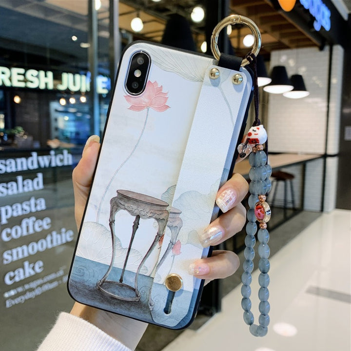 Compatible with Apple, Rose Flowers Wrist Strap phone Cases For iPhone - ZEYTONCART