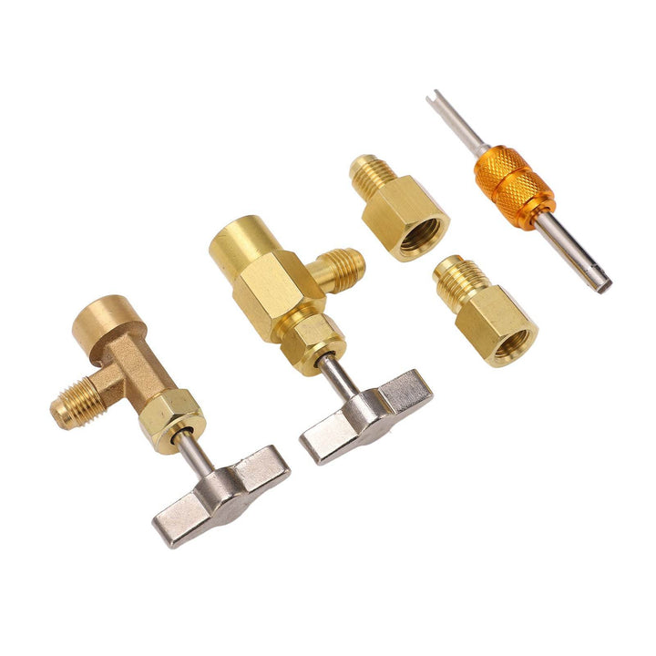 R134A Self Sealing Can Tap Valve Brass Puncture Style Dispenser Valve with Refrigerant Tank Adapters for Air Condition - ZEYTONCART