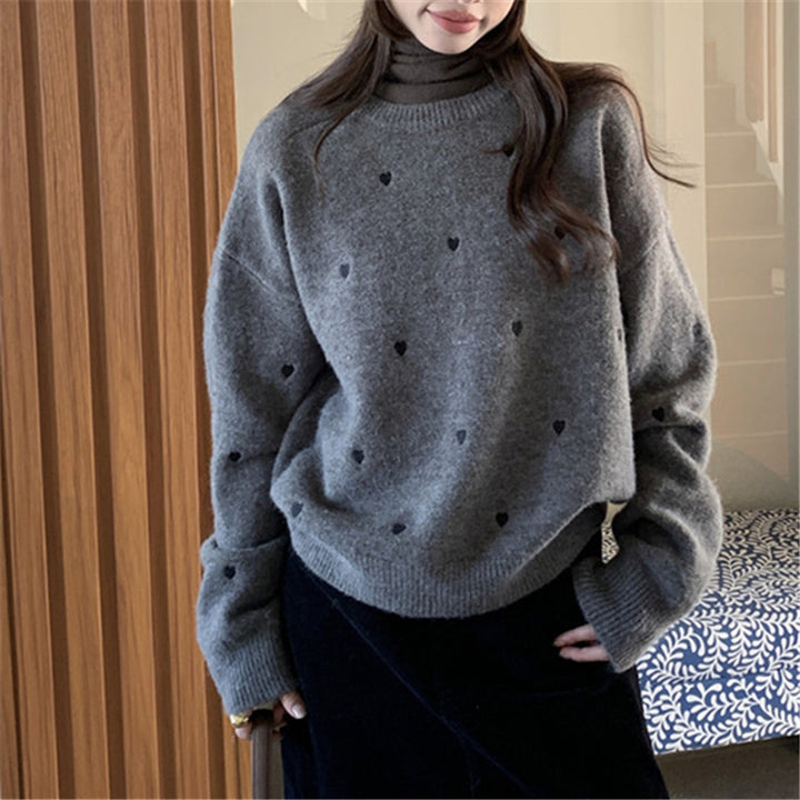 Autumn And Winter Temperament Crew Neck Lovely Loose Soft Glutinous Pullover Sweater For Women - ZEYTONCART